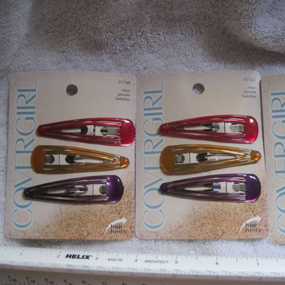 6 Covergirl Goody 2.5" Epoxy Covered Double Bar Hair Snap Clip Contour Barrettes - Picture 3 of 6